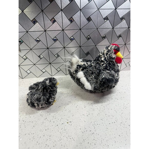Douglas Plush Pepper Black White Chicken Hen #1785 w Chick Stuffed Animal Bird - Picture 3 of 10
